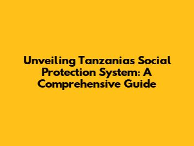 Unveiling Tanzania's Social Protection System: A Comprehensive Guide