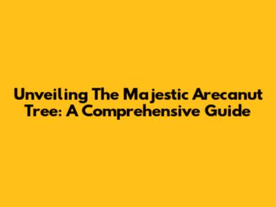 Unveiling The Majestic Arecanut Tree: A Comprehensive Guide