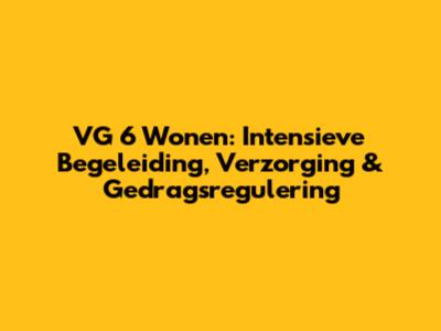 VG 6 Wonen: Intensieve Begeleiding, Verzorging & Gedragsregulering