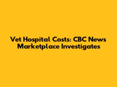 Vet Hospital Costs: CBC News Marketplace Investigates