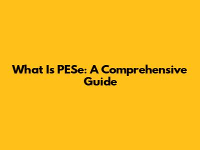 What Is PESe: A Comprehensive Guide
