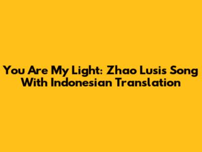 You Are My Light: Zhao Lusi's Song With Indonesian Translation